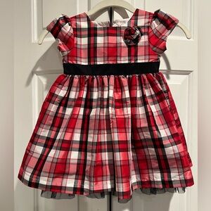 CARTERS❤️🖤Plaid, Short Sleeve Dress w Black Belt & Black Ruffle Skirt